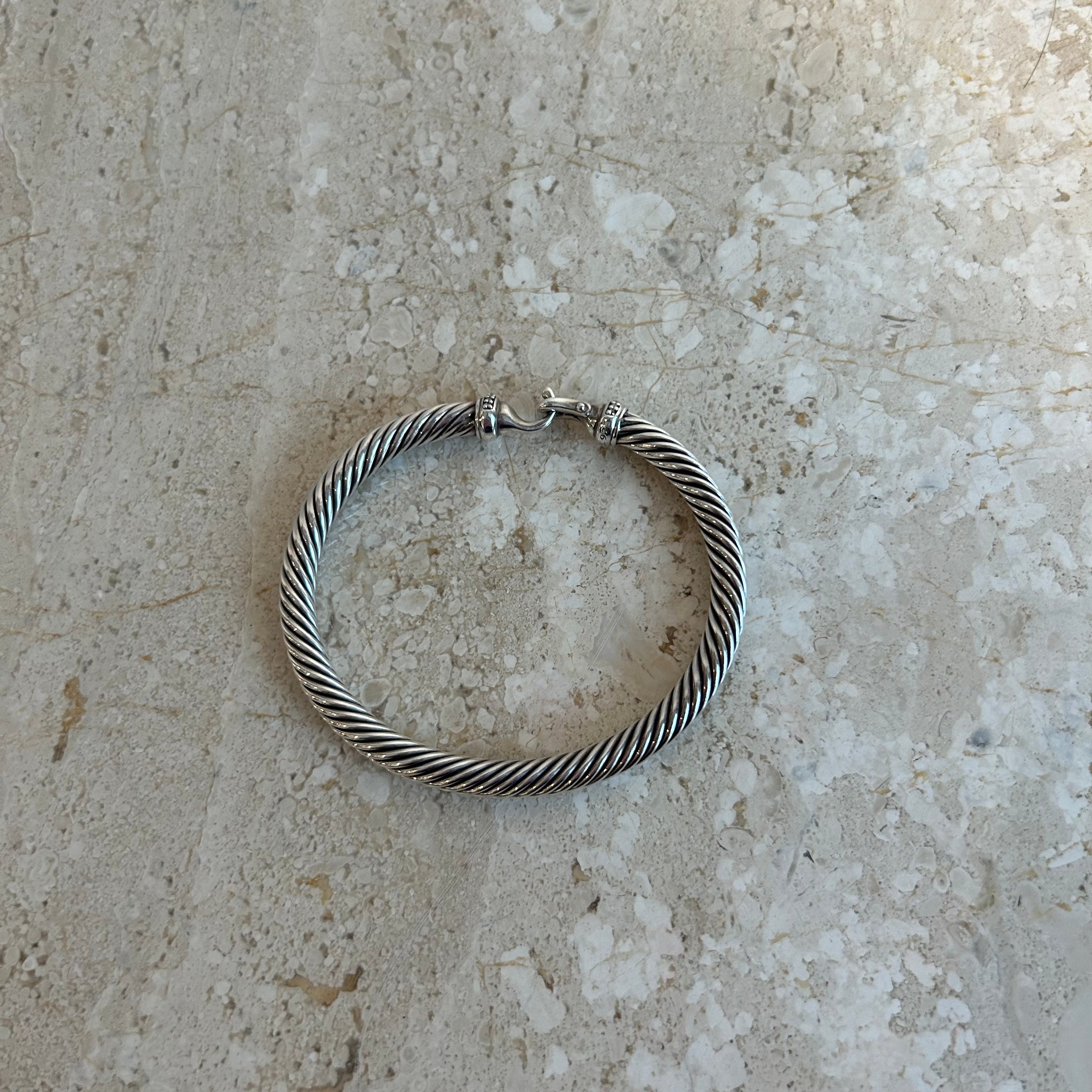 Pre-Owned DAVID YURMAN Sterling Silver Buckle Bracelet with Pavé Diamonds