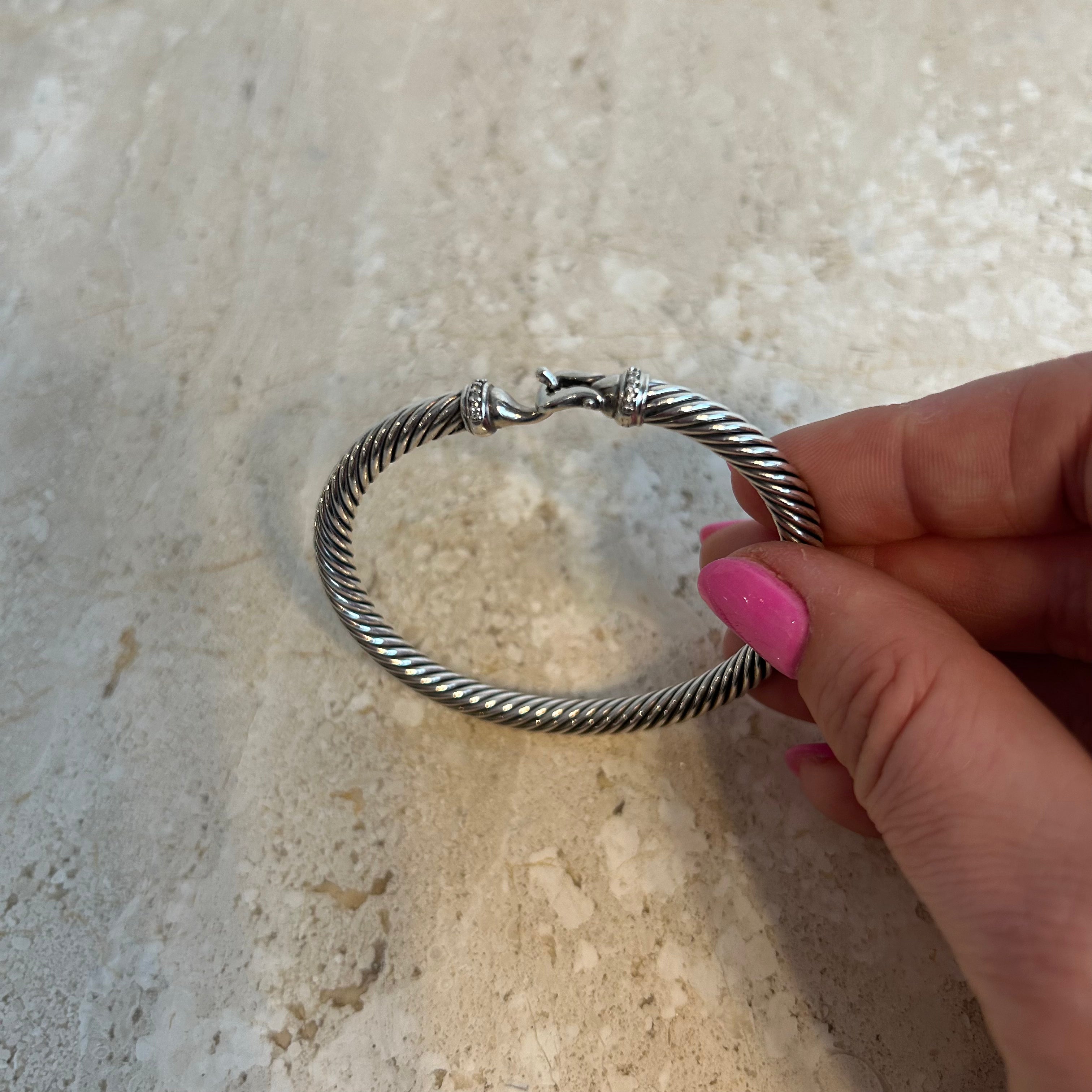 Pre-Owned DAVID YURMAN Sterling Silver Buckle Bracelet with Pavé Diamonds