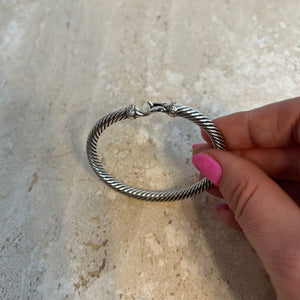 Pre-Owned DAVID YURMAN Sterling Silver Buckle Bracelet with Pavé Diamonds