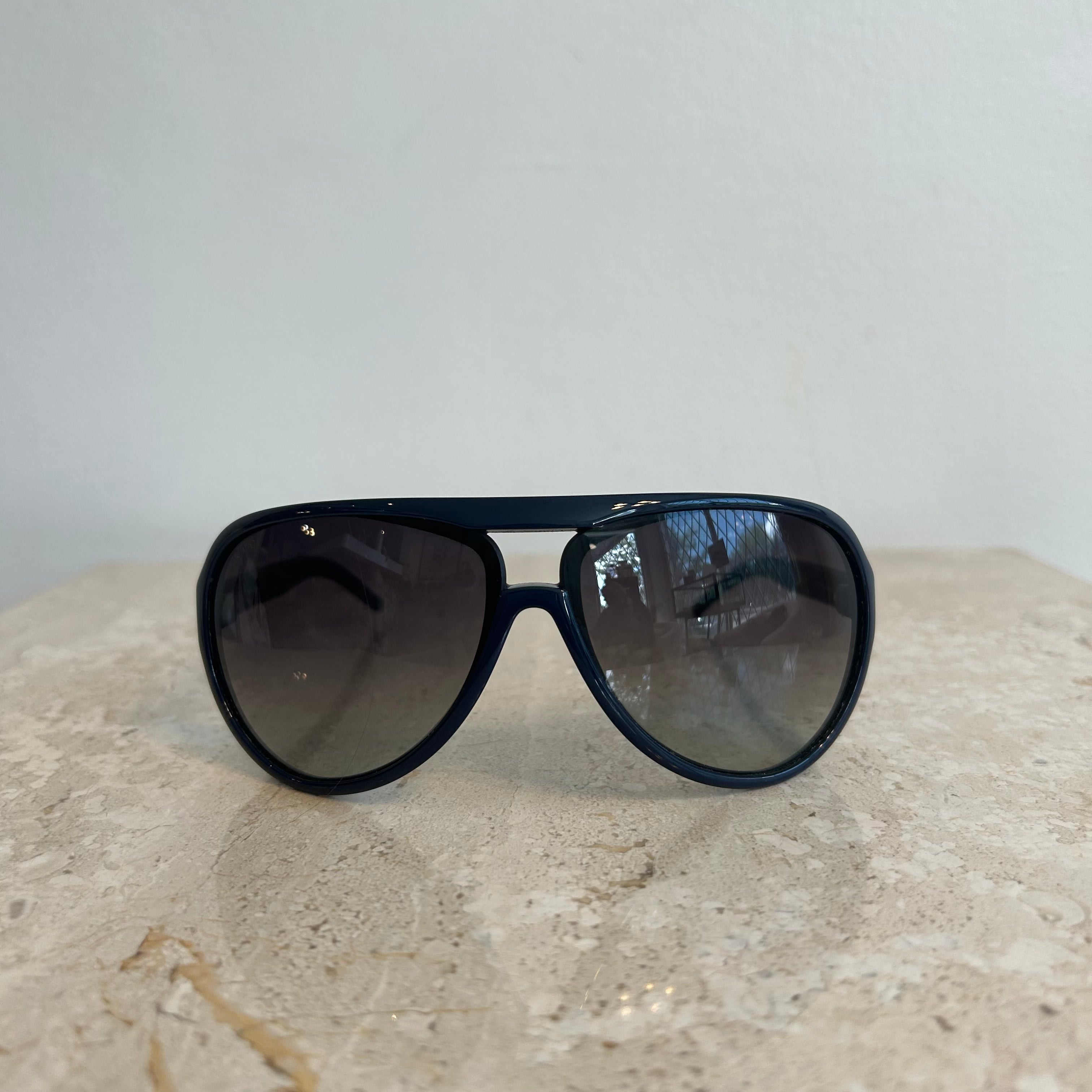 Pre-Owned GUCCI 6139/S Blue Matte Aviator Sunglasses