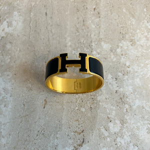 Pre-Owned HERMES Black GHW Clic Clac H Bracelet