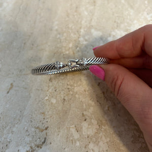 Pre-Owned DAVID YURMAN Sterling Silver Buckle Bracelet with Pavé Diamonds