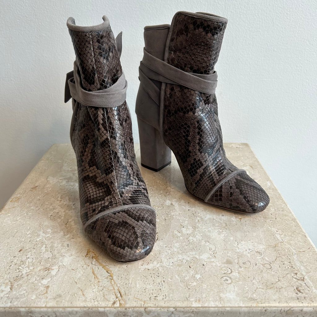 Pre-Owned ALEXANDRE BIRMAN Taupe Python/Suede Bootie - Size 38.5