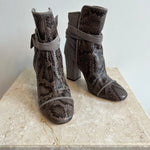 Pre-Owned ALEXANDRE BIRMAN Taupe Python/Suede Bootie - Size 38.5