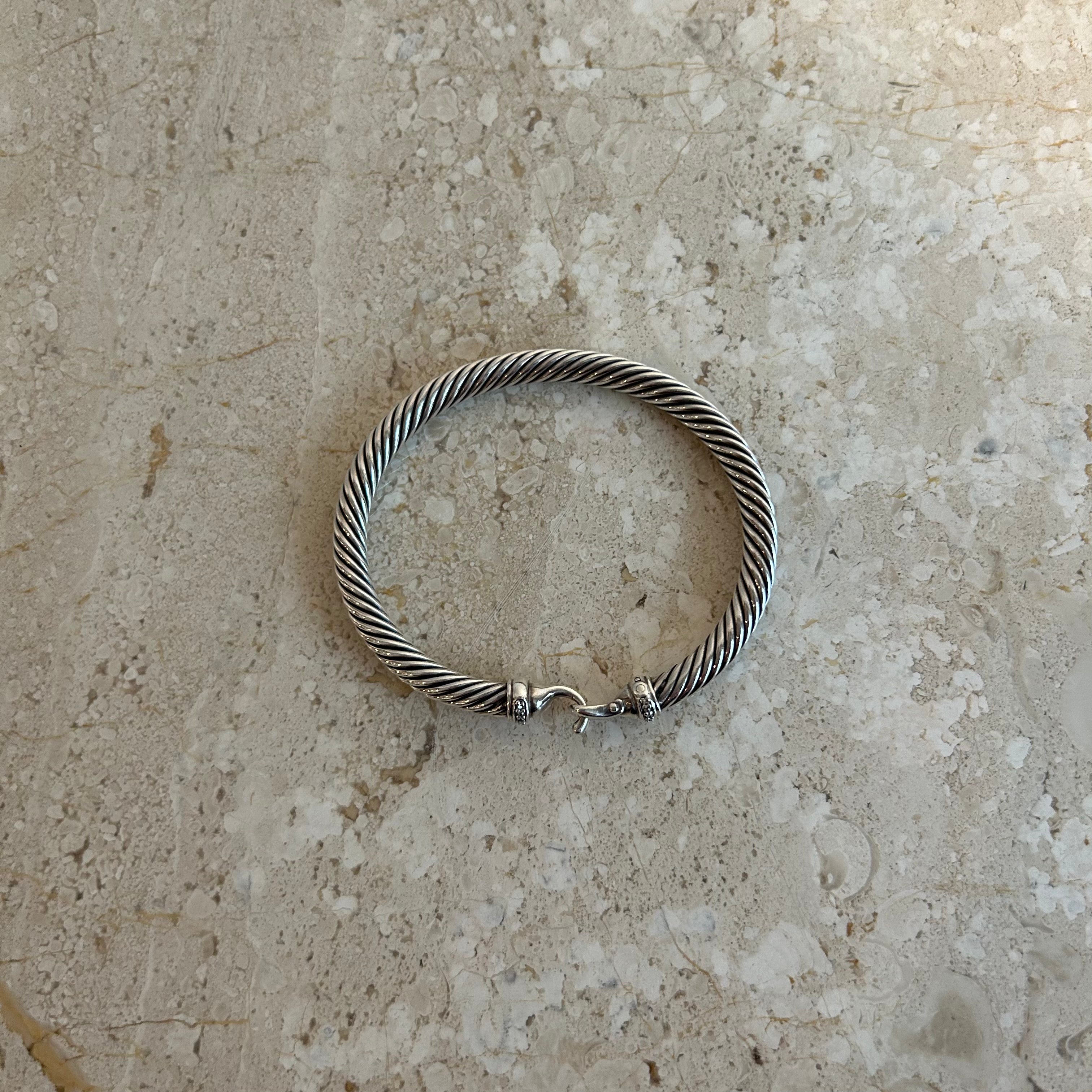 Pre-Owned DAVID YURMAN Sterling Silver Buckle Bracelet with Pavé Diamonds
