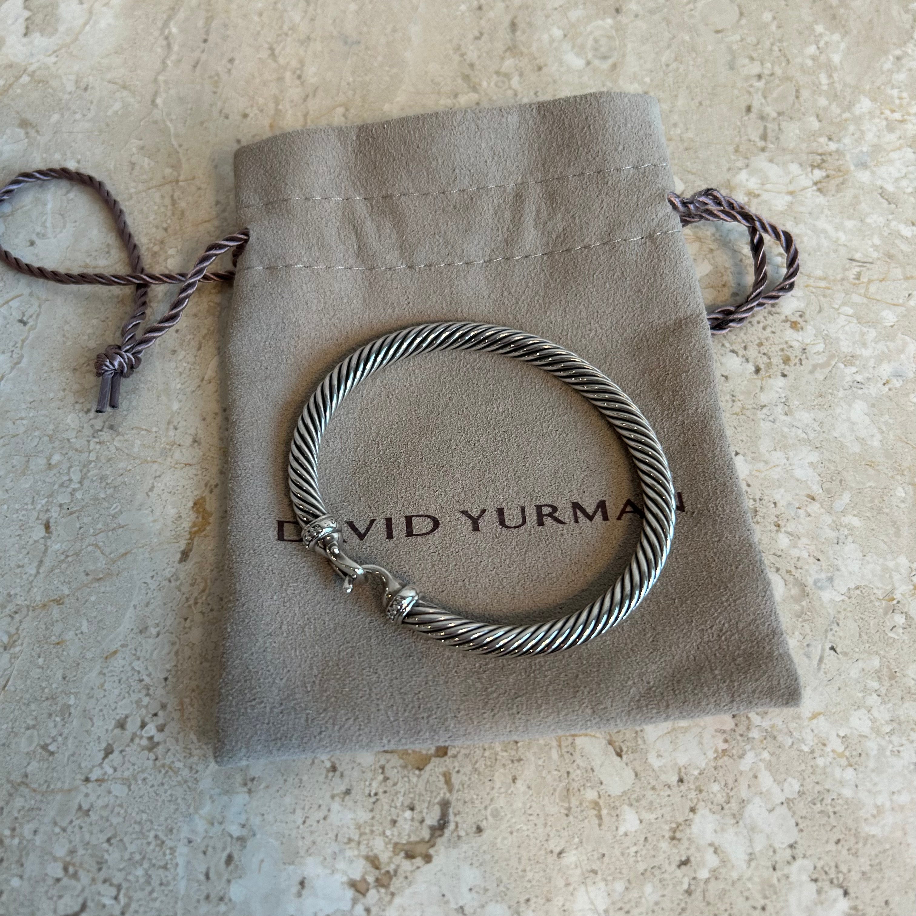 Pre-Owned DAVID YURMAN Sterling Silver Buckle Bracelet with Pavé Diamonds