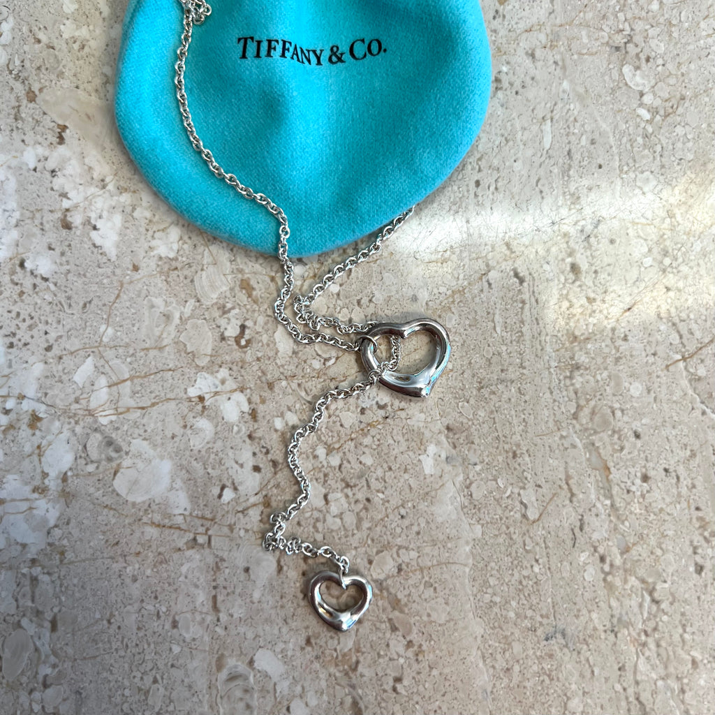 Pre-Owned TIFFANY & CO. Sterling Silver Open Heart Lariat Necklace