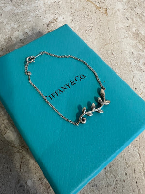 Pre-Owned TIFFANY & CO. Sterling Silver Olive Leaf Vine Bracelet #1