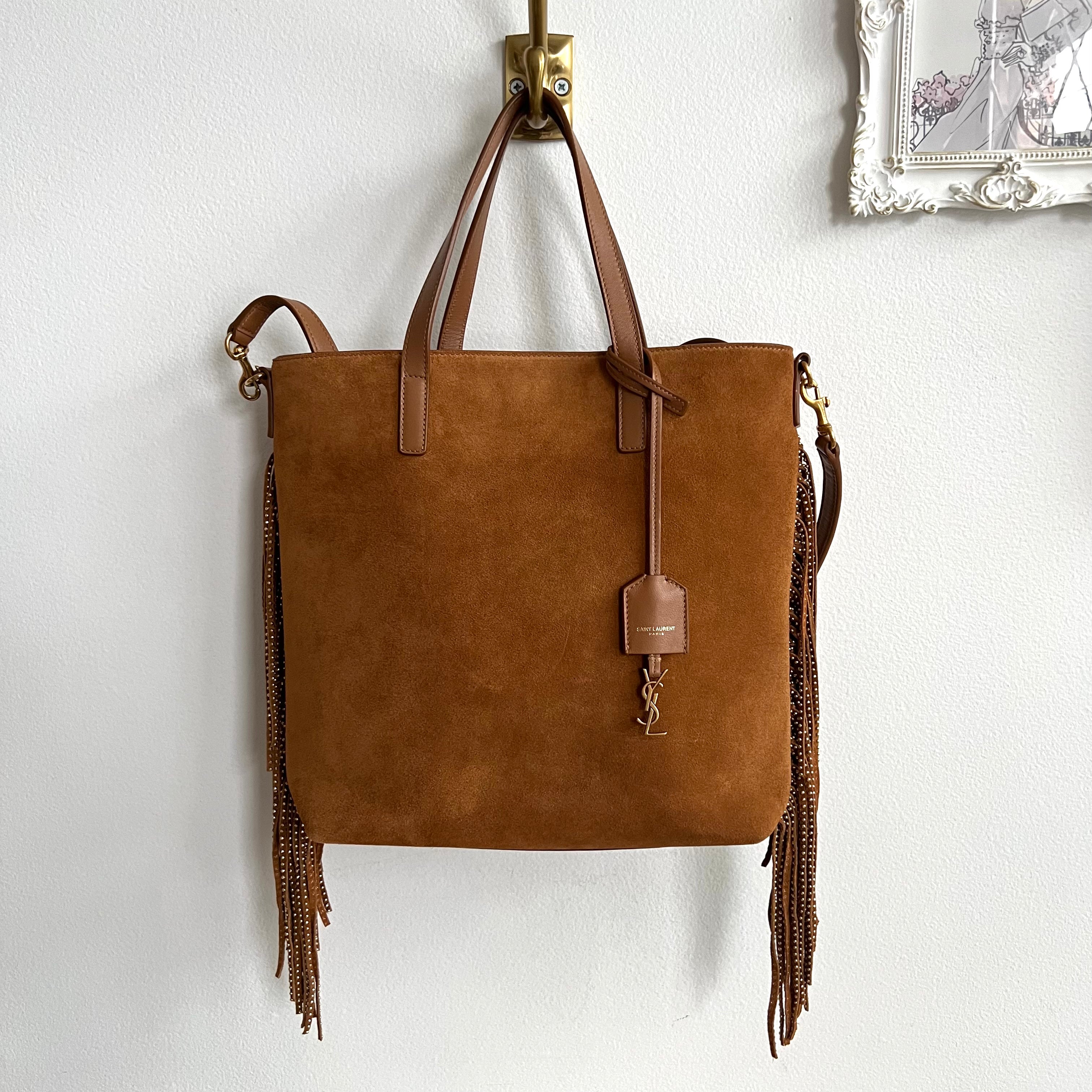 Pre-owned YVES SAINT LAURENT Cinnamon Suede Shopping Tote