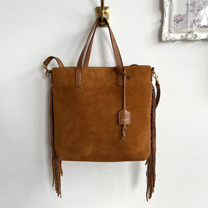 Pre-owned YVES SAINT LAURENT Cinnamon Suede Shopping Tote
