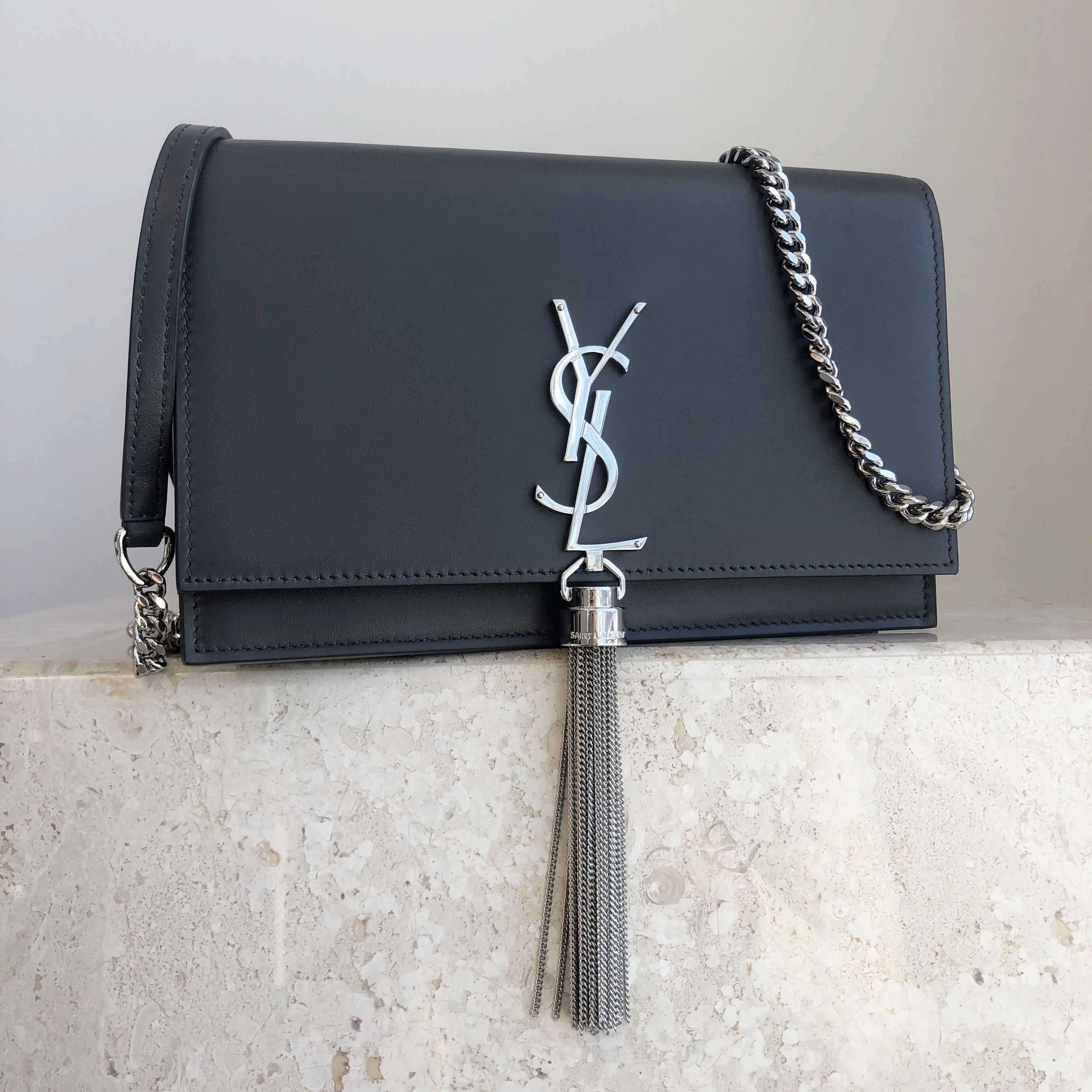 Authentic YVES SAINT LAURENT Small Kate Chain Wallet Tassel – Valamode