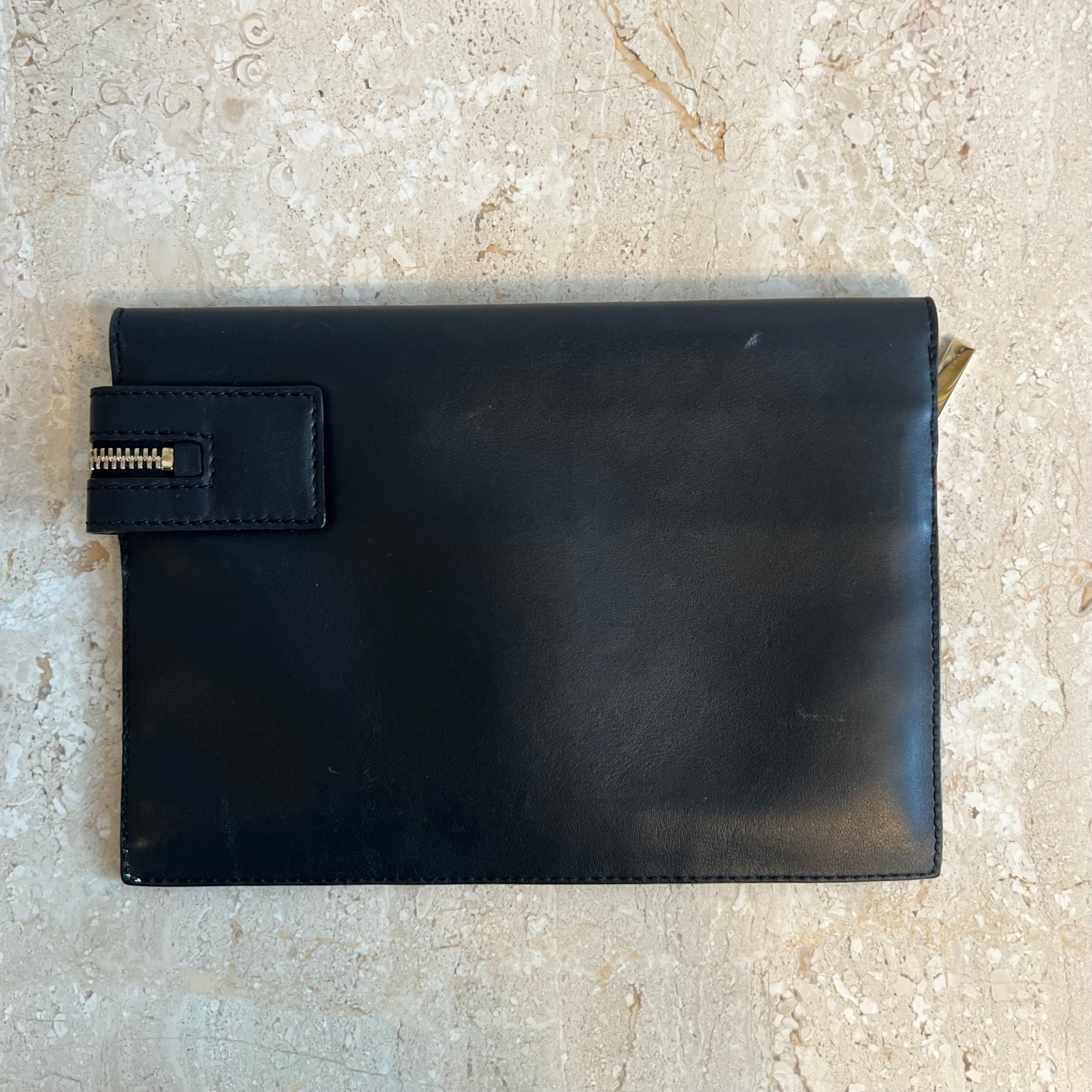 Pre-Owned VICTORIA BECKHAM Black Python/Leather Clutch