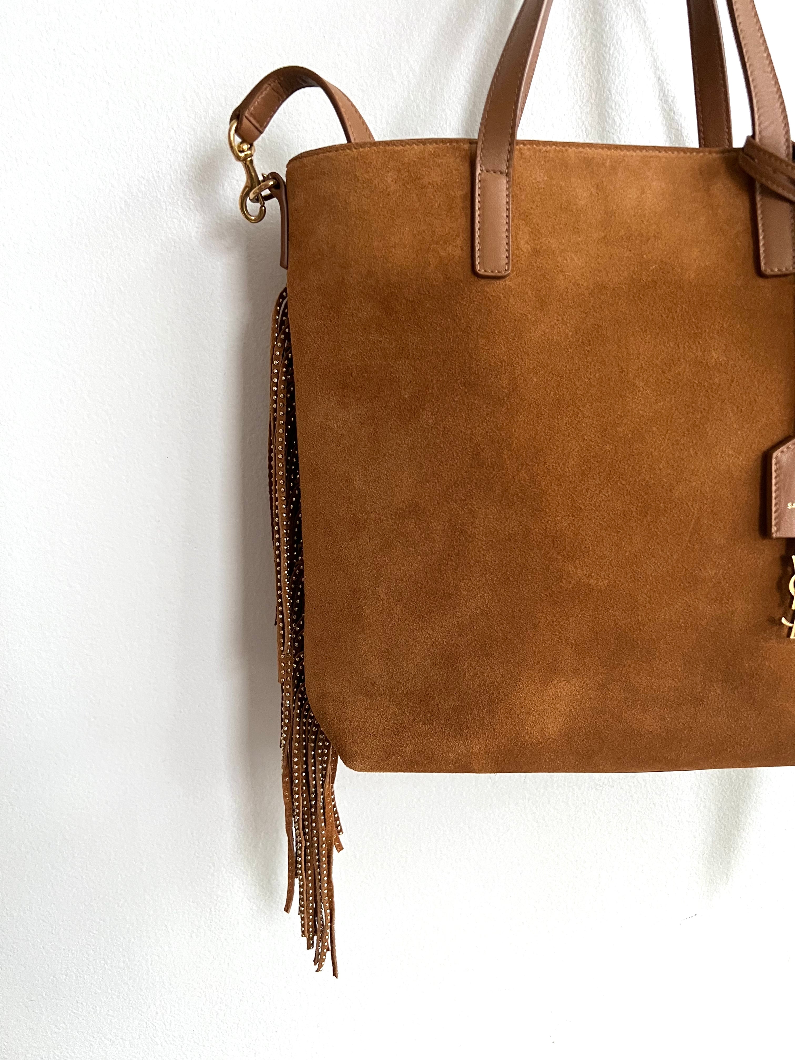 Pre-owned YVES SAINT LAURENT Cinnamon Suede Shopping Tote