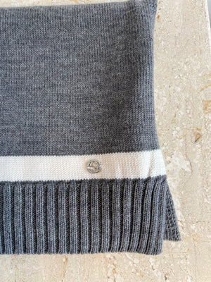 Pre-Owned GUCCI 100% Wool Grey & Ivory Scarf