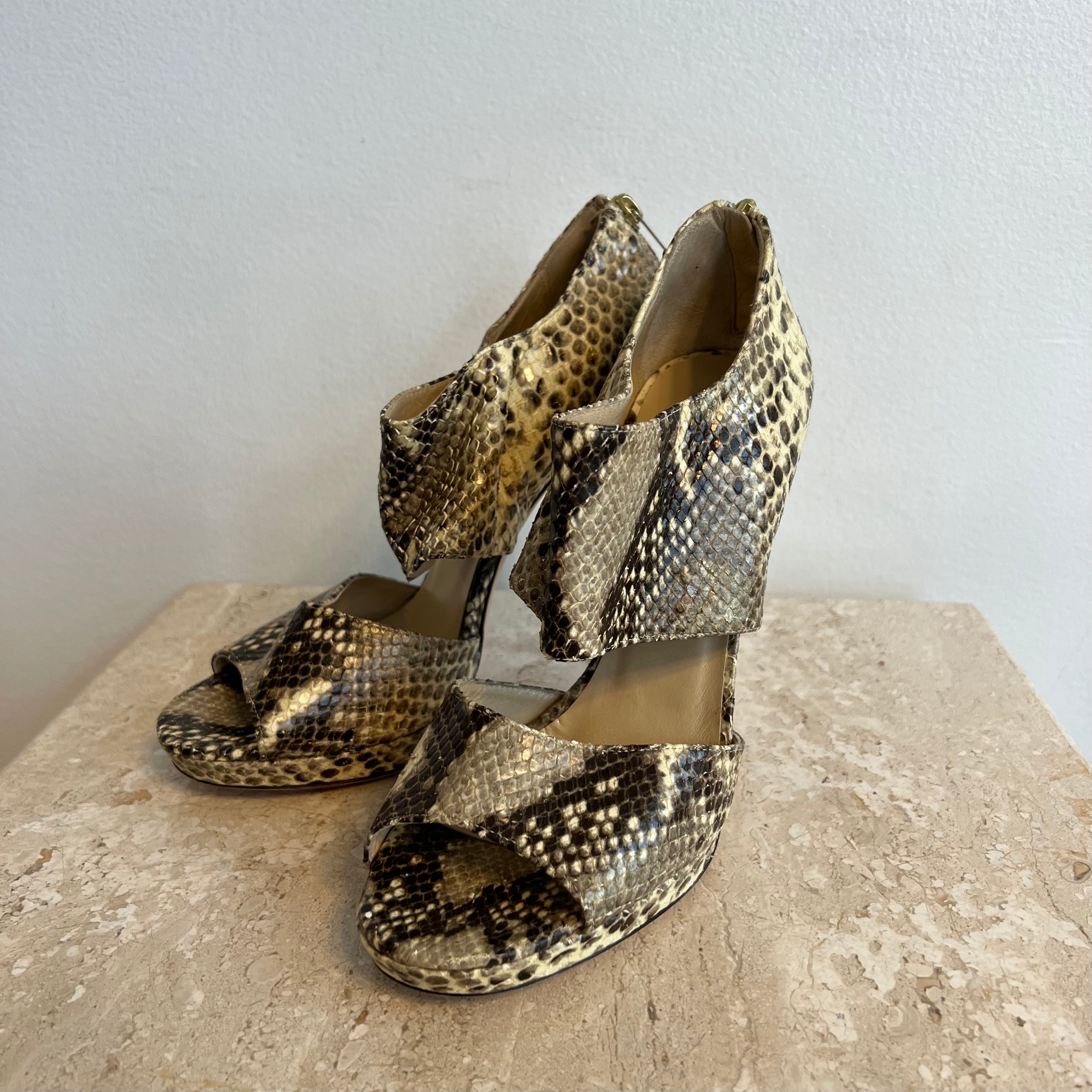 Pre-Owned JIMMY CHOO Python  Full Strap Peep Toe - Size 39