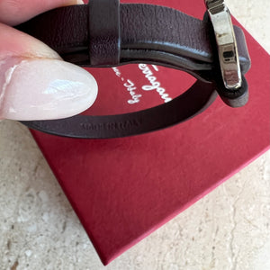 Pre-Owned SALVATORE FERRAGAMO  Burgundy Leather Gancini Bracelet