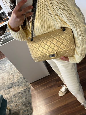 Pre-Owned CHANEL Gold Aged Calfskin Leather Reissue 226 Double Flap