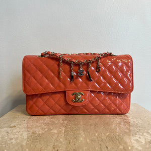 Pre-Owned CHANEL Coral Patent Ginza 5th Anniversary Limited Edition Charm Bag