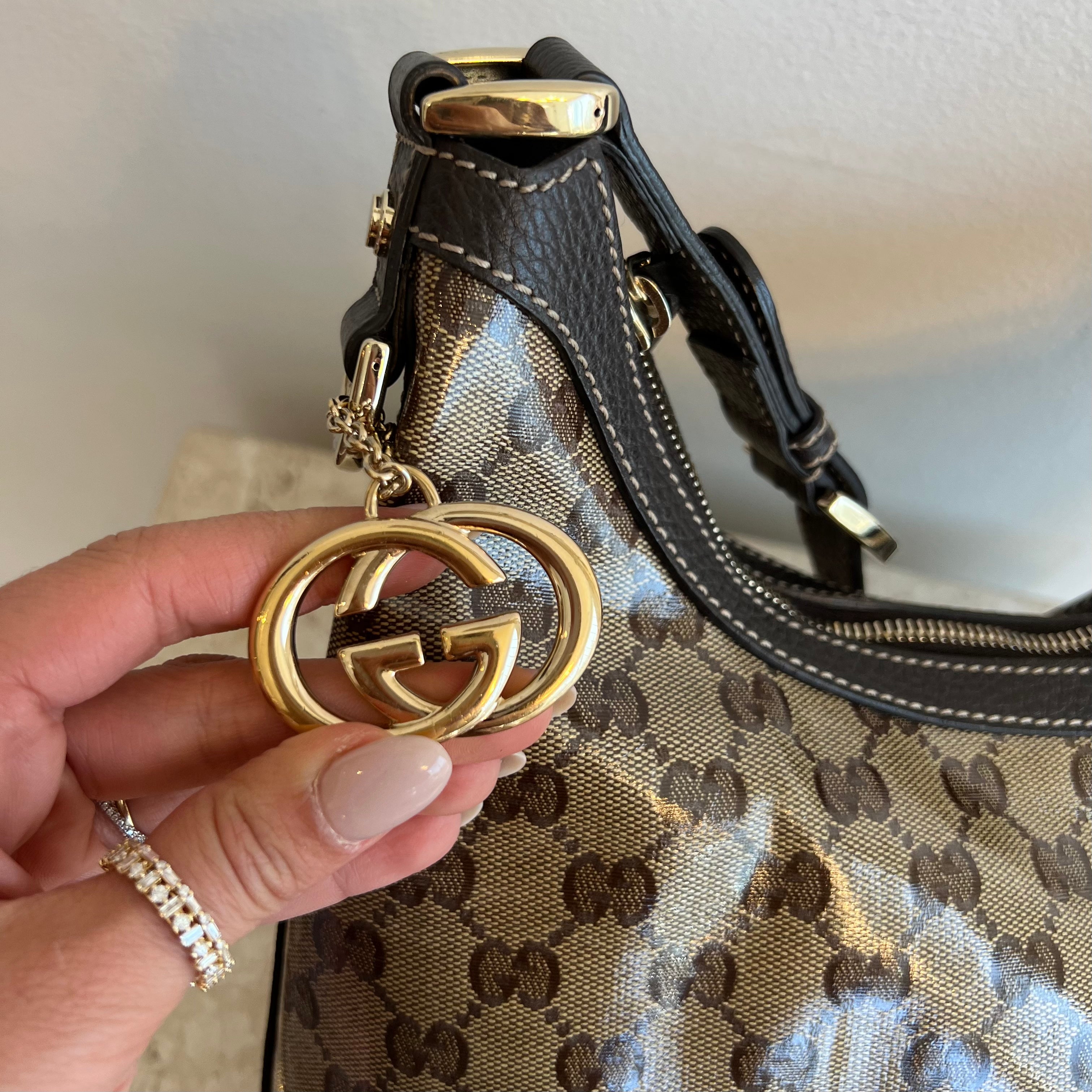 Pre-Owned GUCCI Crystal Coated GG Hobo