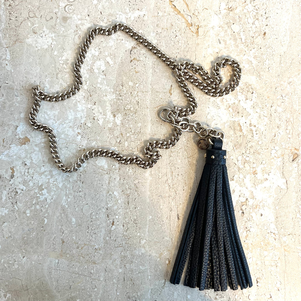 Pre-Owned GUCCI Runway Chain Belt with Black Leather Tassel