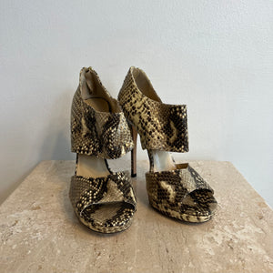 Pre-Owned JIMMY CHOO Python  Full Strap Peep Toe - Size 39