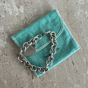 Pre-Owned TIFFANY & CO. SS Heart Charm Link Bracelet