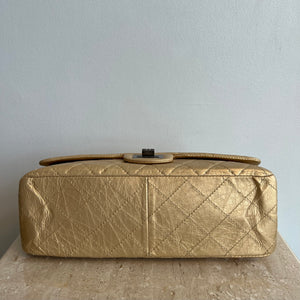 Pre-Owned CHANEL Gold Aged Calfskin Leather Reissue 226 Double Flap
