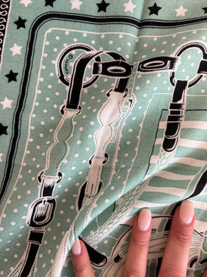 Pre-Owned HERMES "Coaching" Green Bandana 55