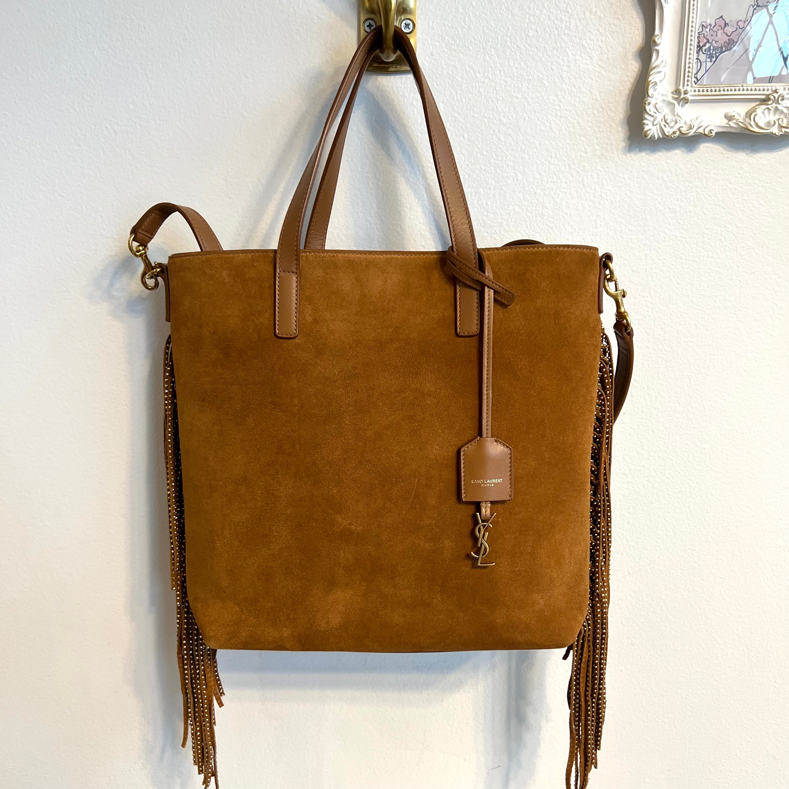 Pre-owned YVES SAINT LAURENT Cinnamon Suede Shopping Tote