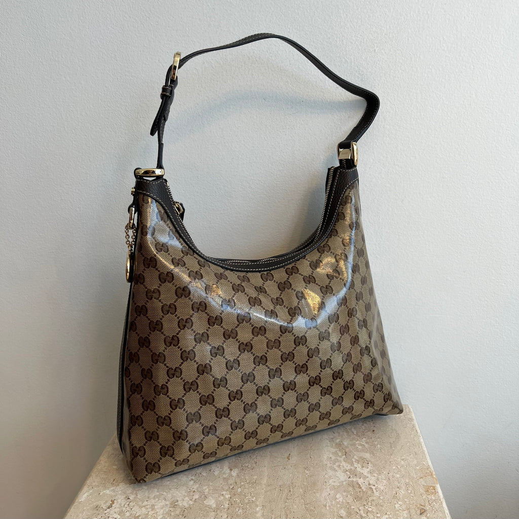 Pre-Owned GUCCI Crystal Coated GG Hobo