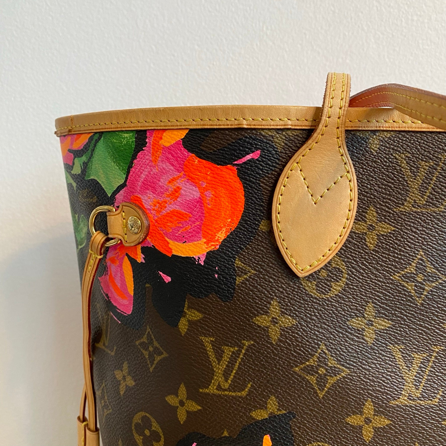 Pre-Owned Louis Vuitton Neverfull MM Monogram R oses MM Brown 