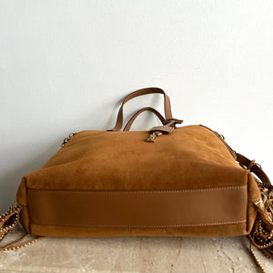Pre-owned YVES SAINT LAURENT Cinnamon Suede Shopping Tote