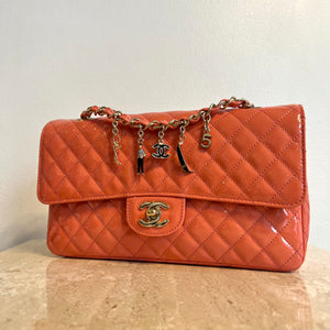 Pre-Owned CHANEL Coral Patent Ginza 5th Anniversary Limited Edition Charm Bag