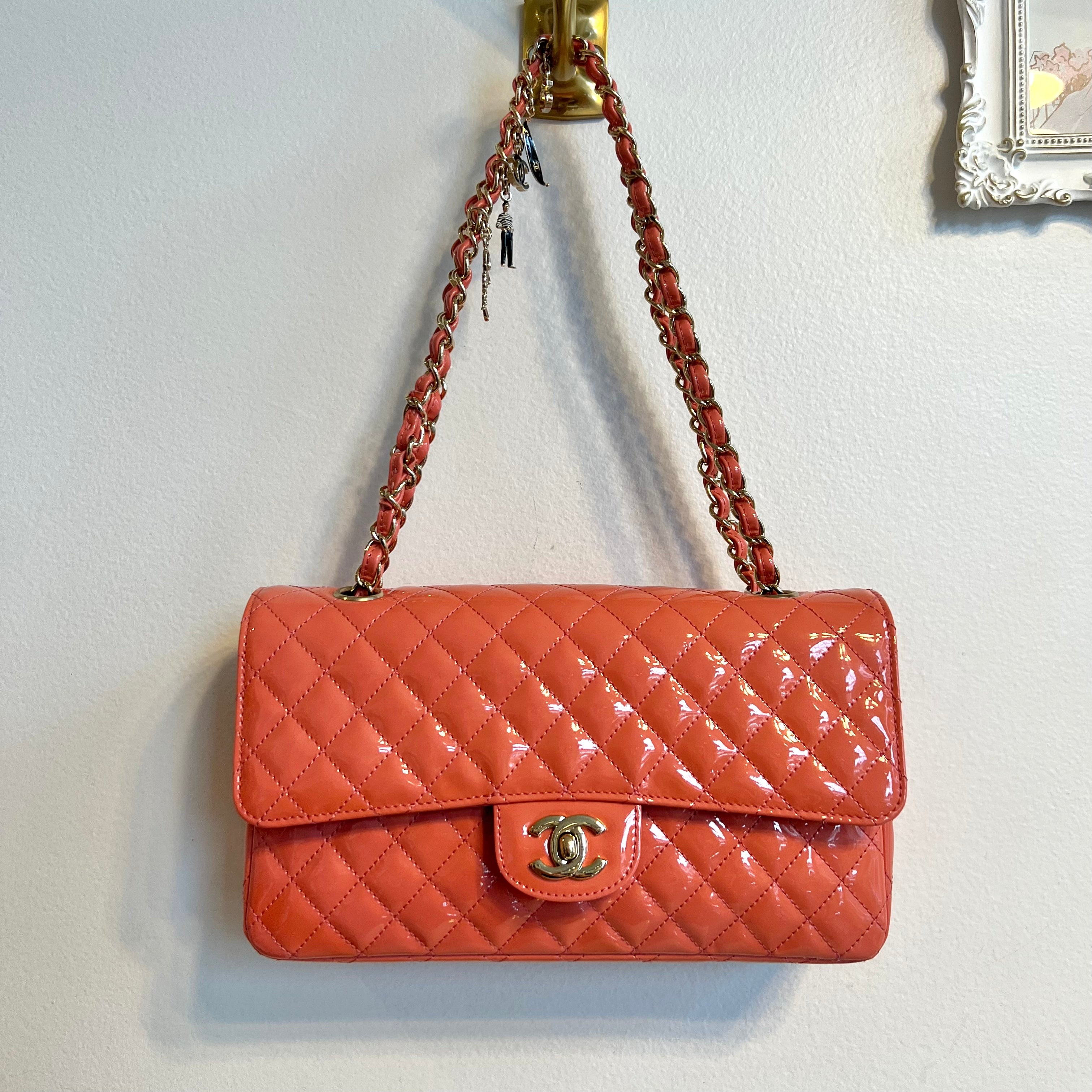 Pre-Owned CHANEL Coral Patent Ginza 5th Anniversary Limited Edition Charm Bag