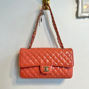 Pre-Owned CHANEL Coral Patent Ginza 5th Anniversary Limited Edition Charm Bag