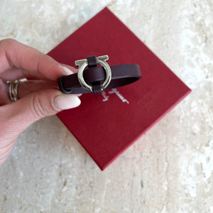 Pre-Owned SALVATORE FERRAGAMO  Burgundy Leather Gancini Bracelet