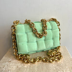 Pre-Owned BOTTEGA VENETA Green Suede Chain Cassette Bag