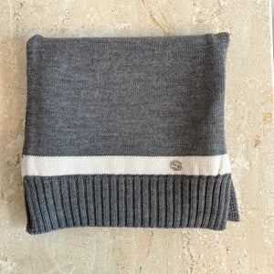 Pre-Owned GUCCI 100% Wool Grey & Ivory Scarf