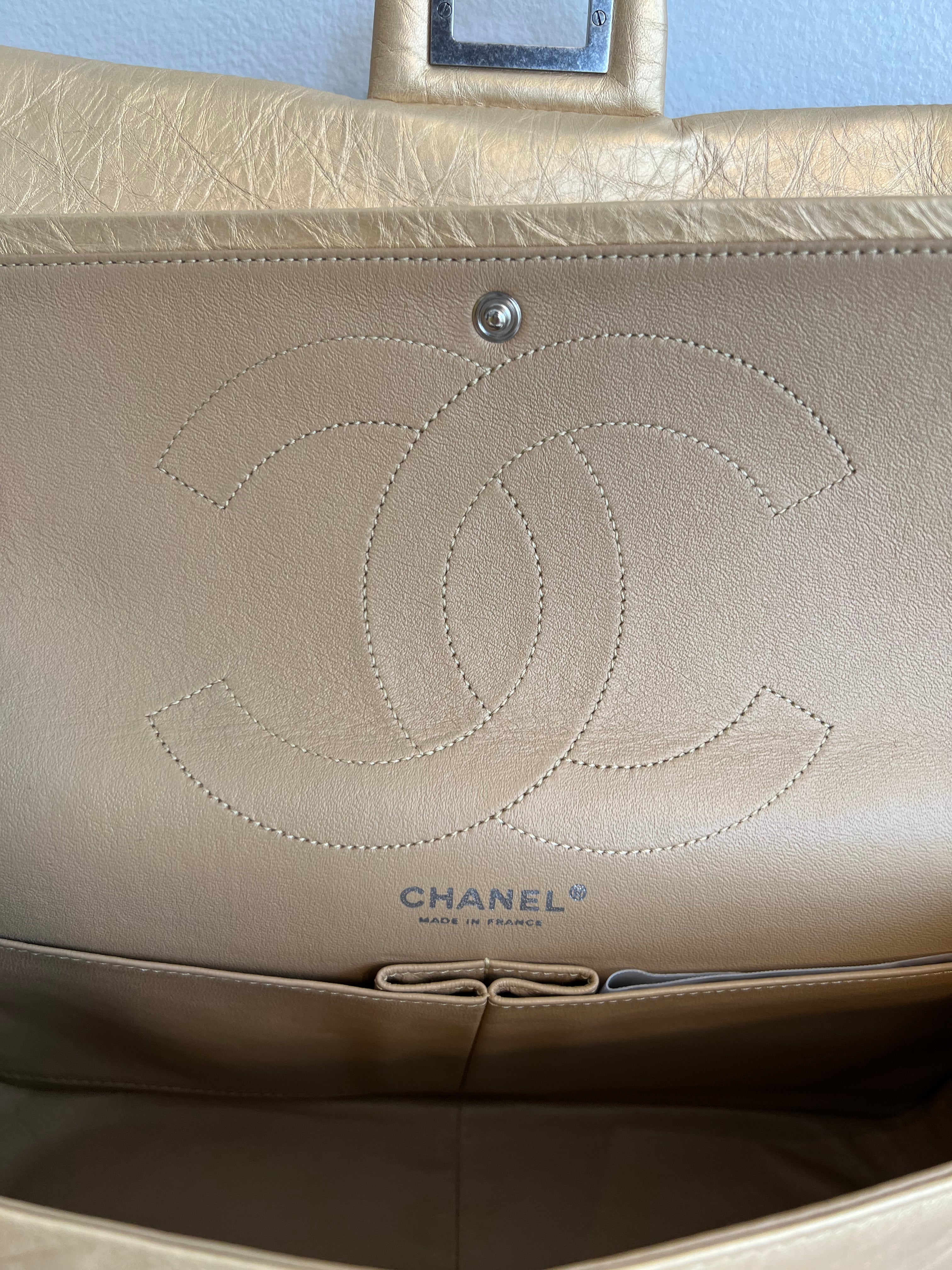 Pre-Owned CHANEL Gold Aged Calfskin Leather Reissue 226 Double Flap
