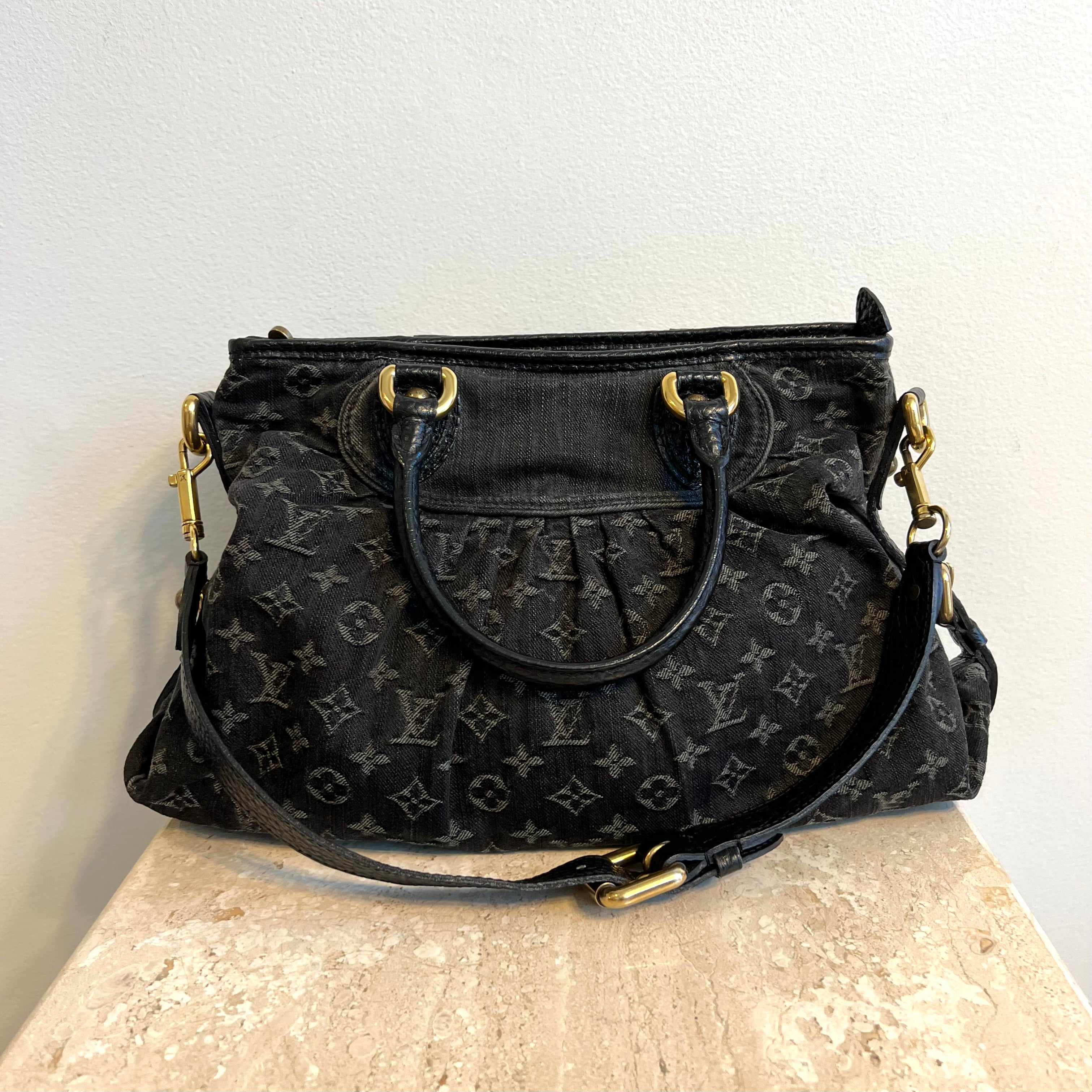 Louis Vuitton black denim Neo Cabby MM at Jill's Consignment