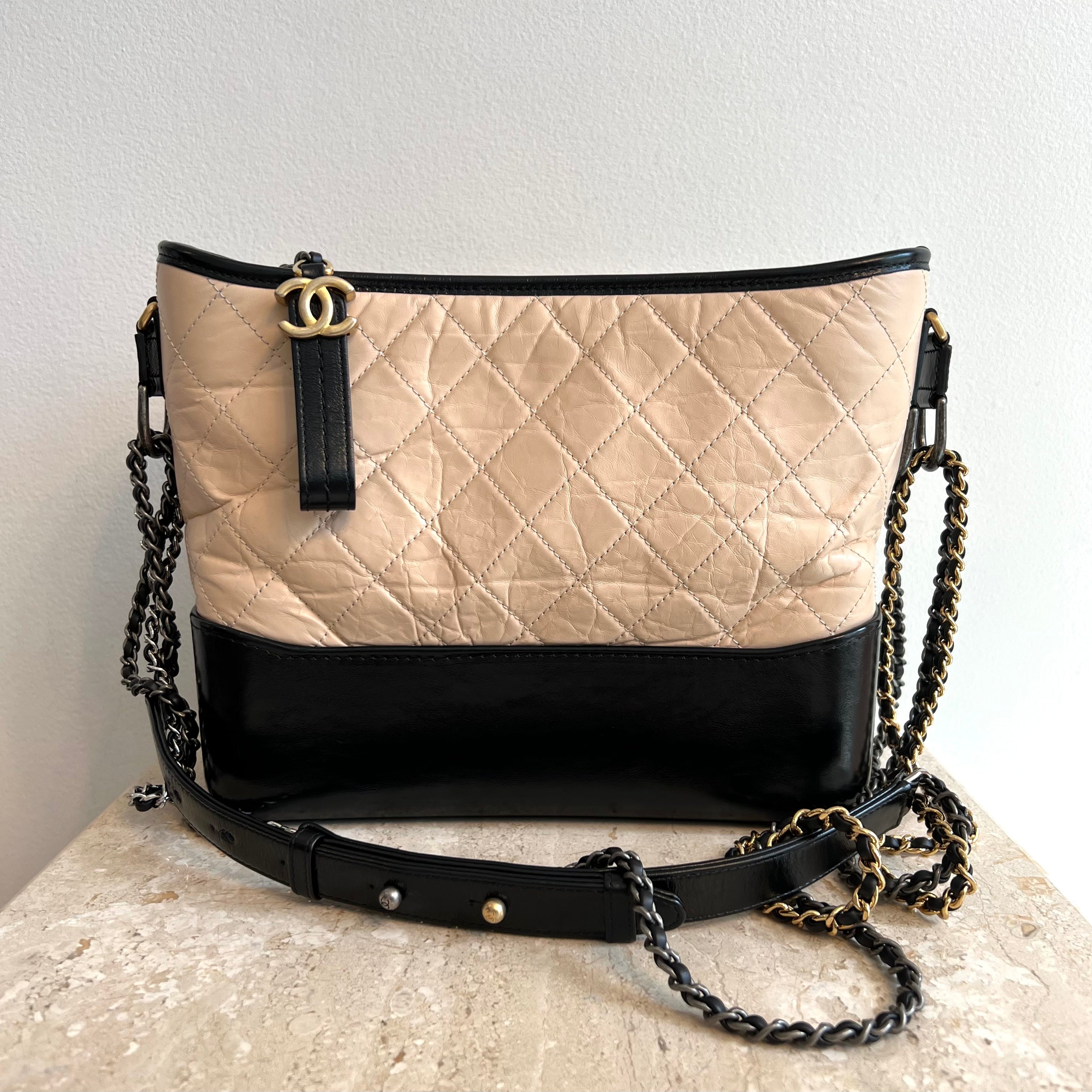 Pre-Owned CHANEL™ Nude & Black Gabrielle Hobo