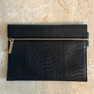Pre-Owned VICTORIA BECKHAM Black Python/Leather Clutch