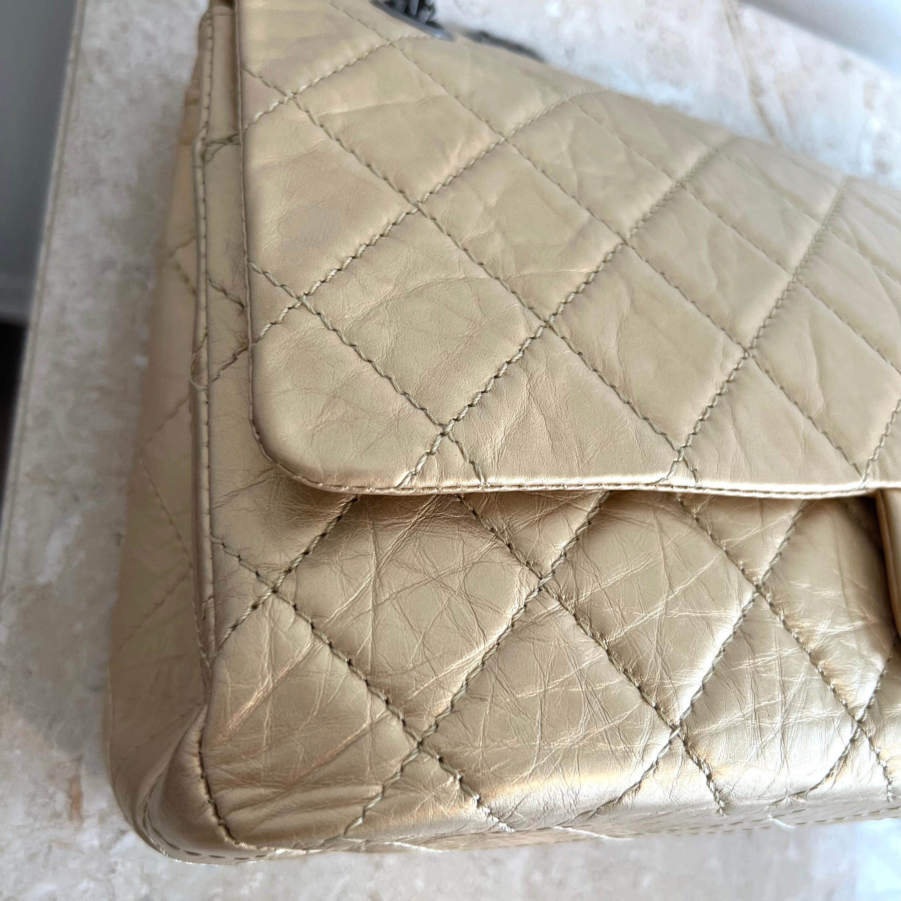 Pre-Owned CHANEL Gold Aged Calfskin Leather Reissue 226 Double Flap