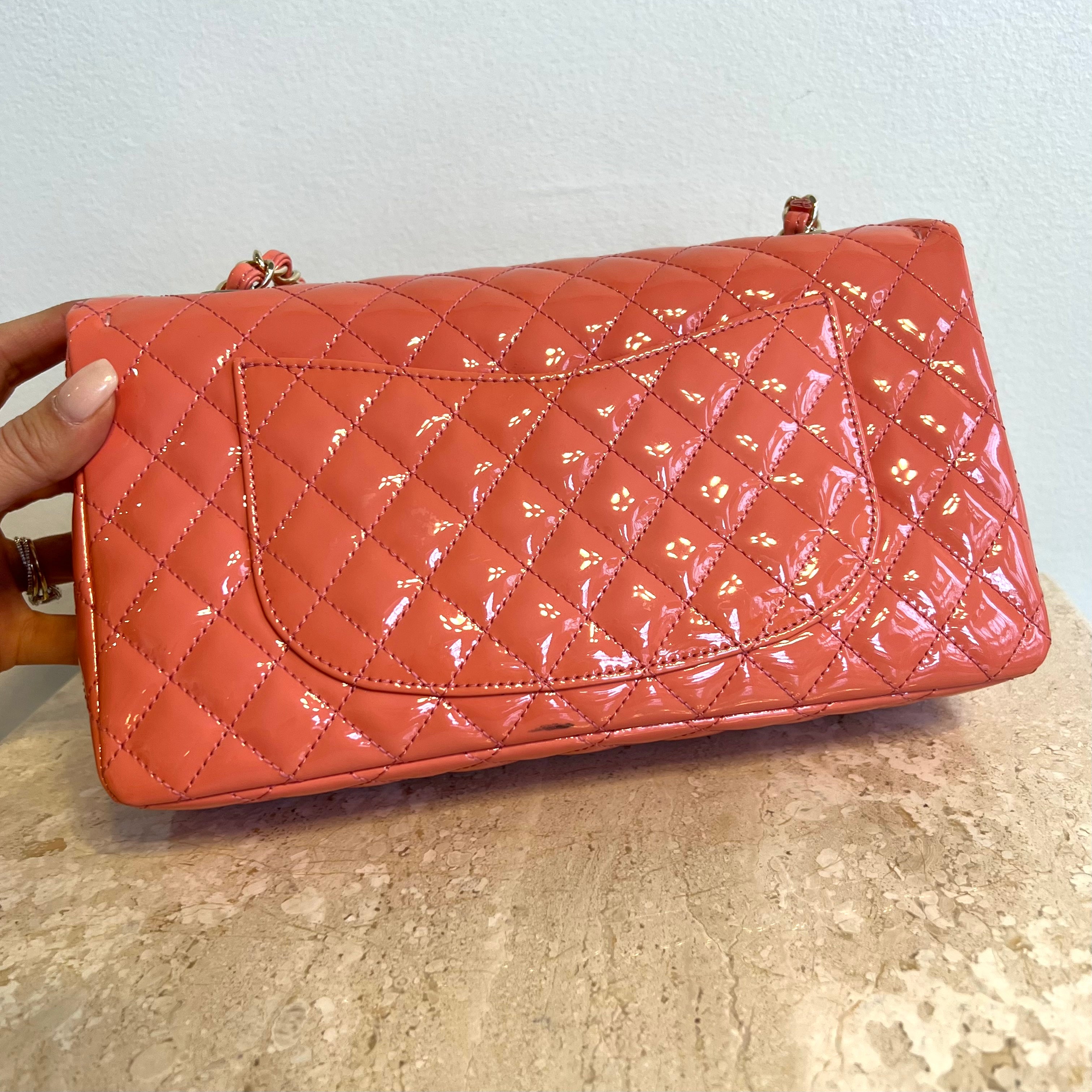 Pre-Owned CHANEL Coral Patent Ginza 5th Anniversary Limited Edition Charm Bag