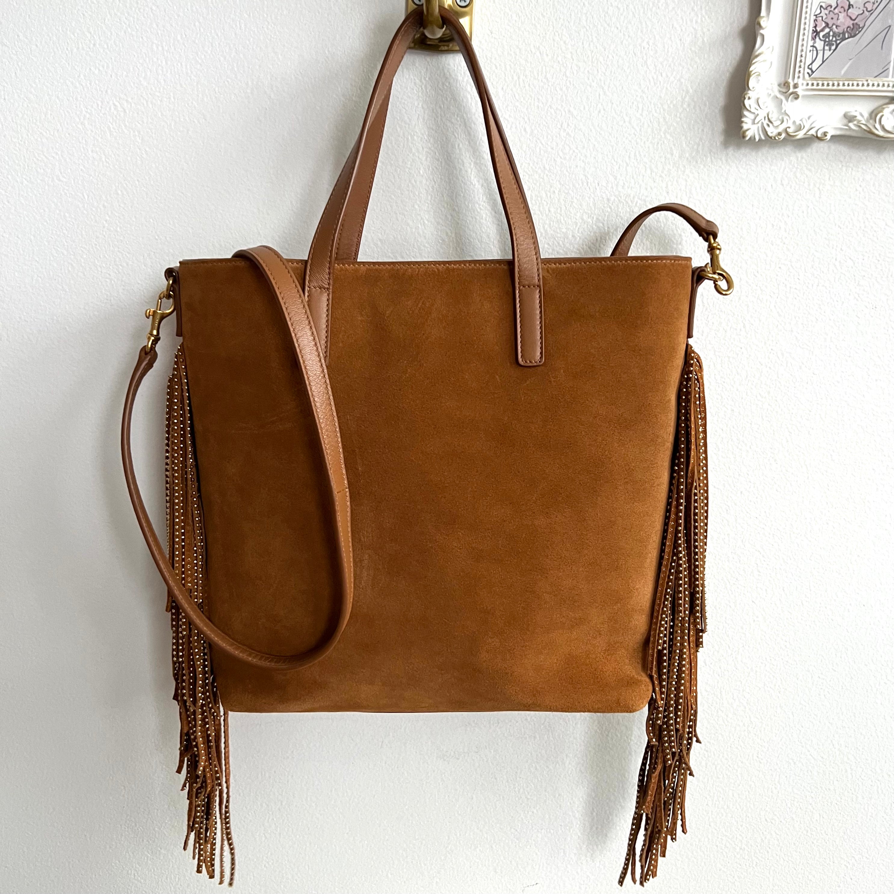 Pre-owned YVES SAINT LAURENT Cinnamon Suede Shopping Tote