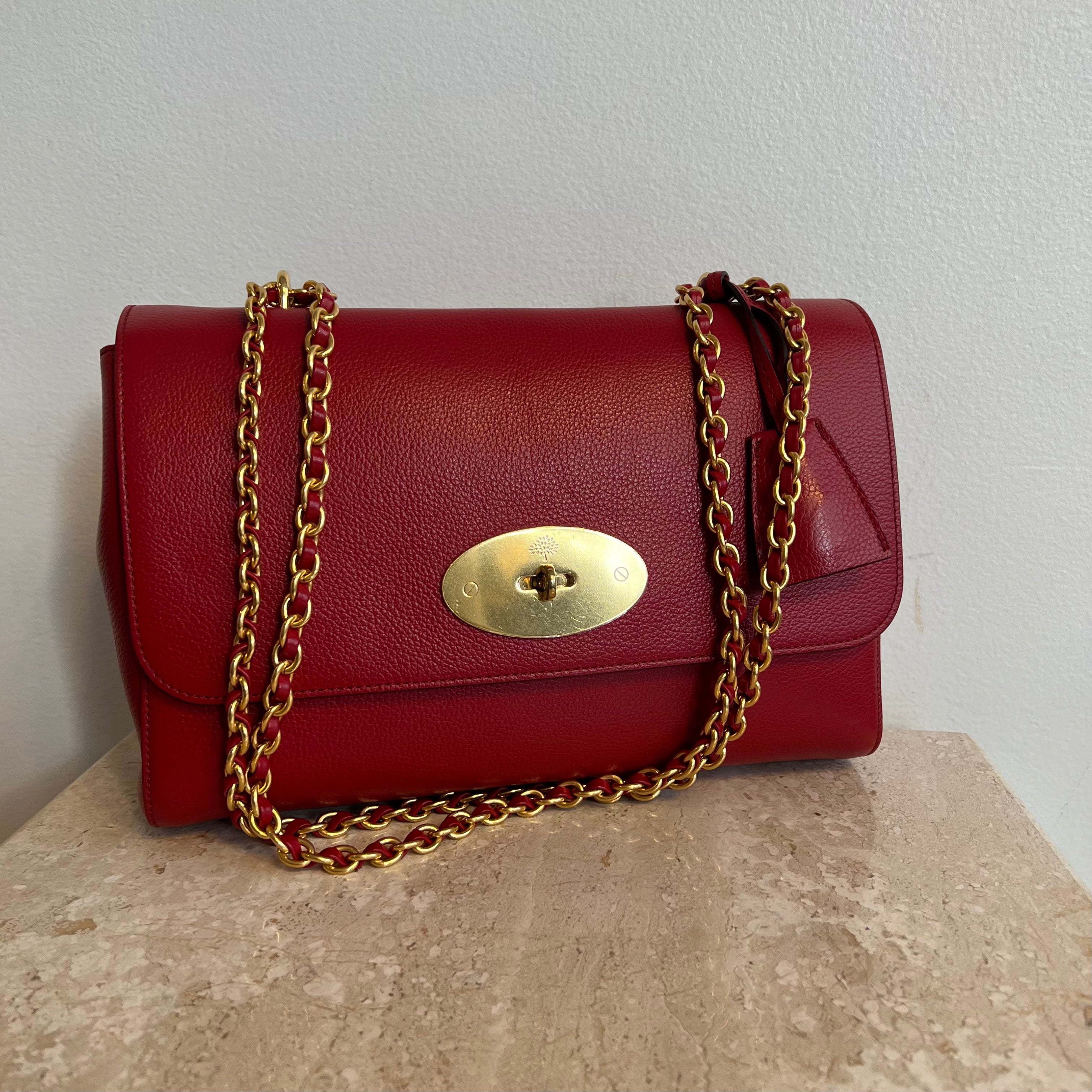 Eksklusiv Udrydde Footpad Authentic MULBERRY Red Leather Medium Lily Bag – Valamode