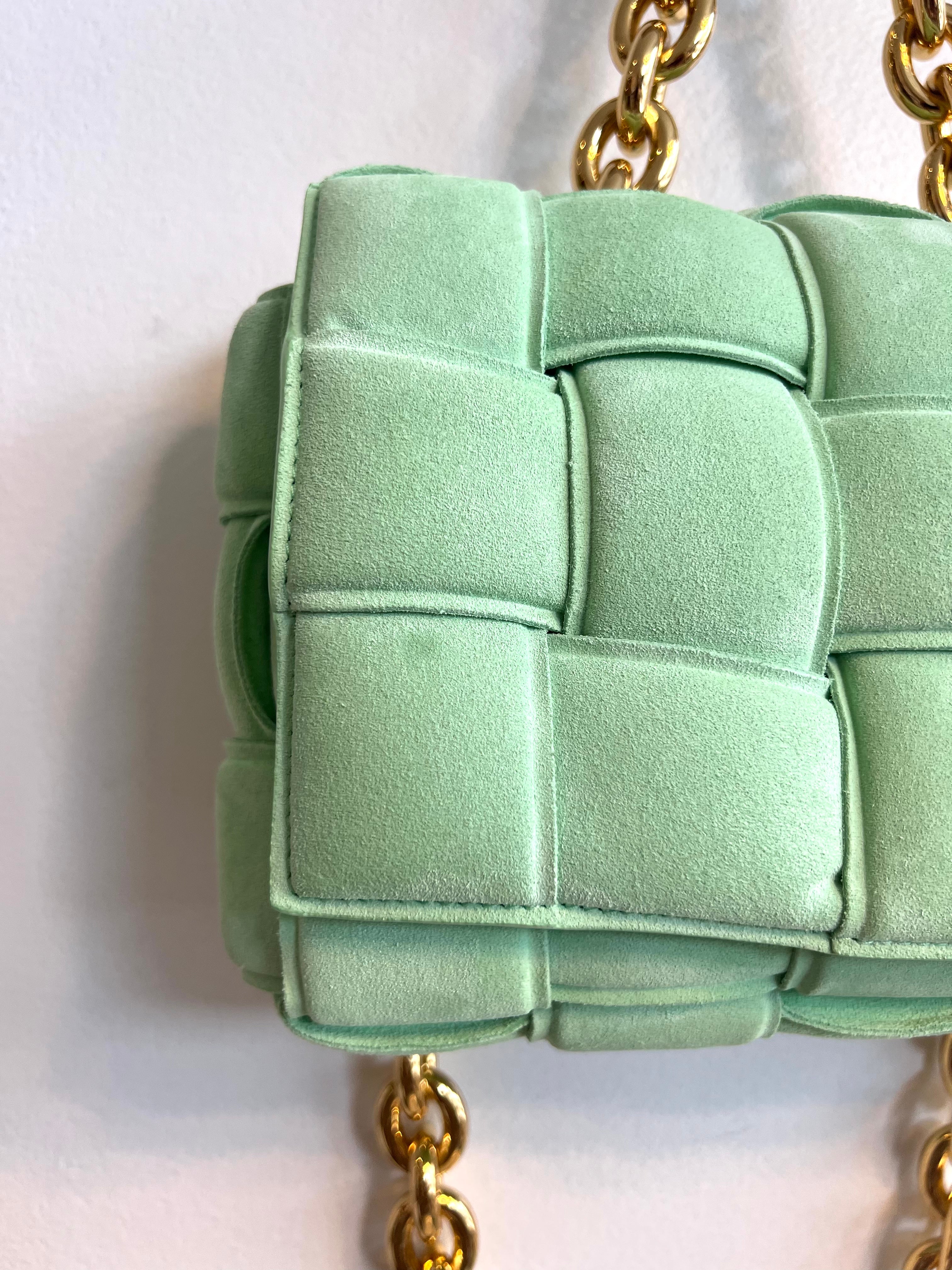 Bottega Veneta Green Suede Chain Cassette Bag