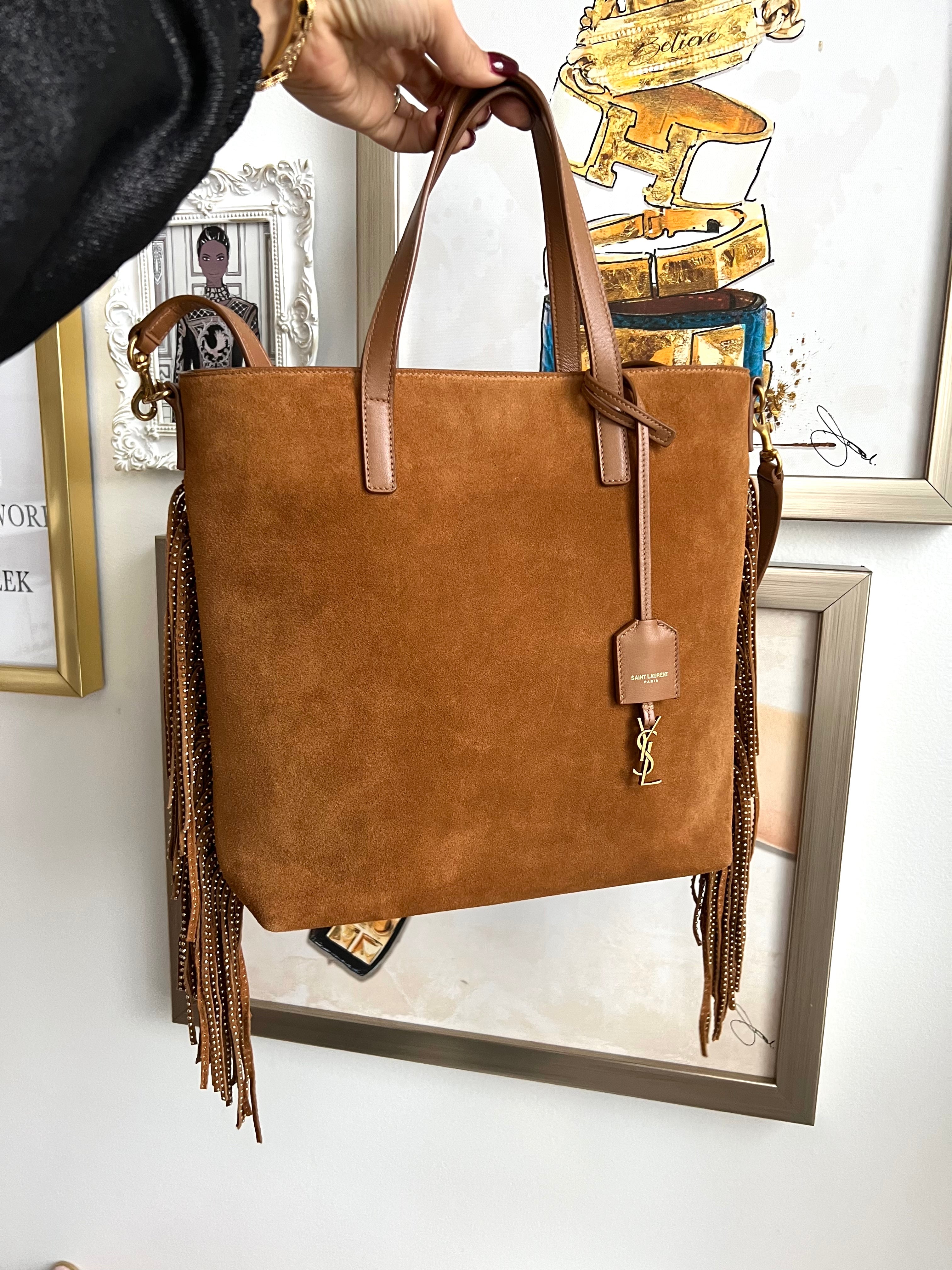 Pre-owned YVES SAINT LAURENT Cinnamon Suede Shopping Tote