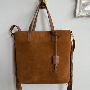 Pre-owned YVES SAINT LAURENT Cinnamon Suede Shopping Tote