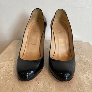 Pre-Owned CHRISTIAN LOUBOUTIN Black Patent Ron Ron 100mm - Size 37.5